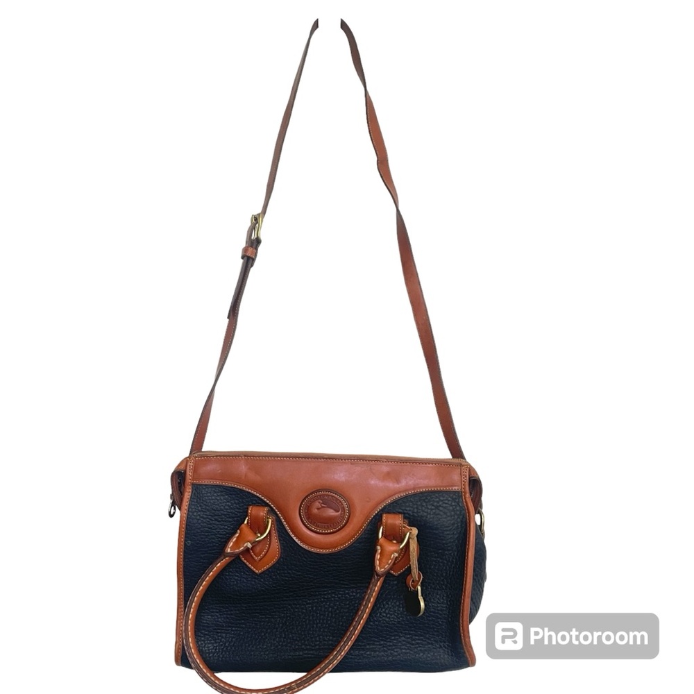 Dooney & Bourke Navy and Brown Leather Shoulder Bag